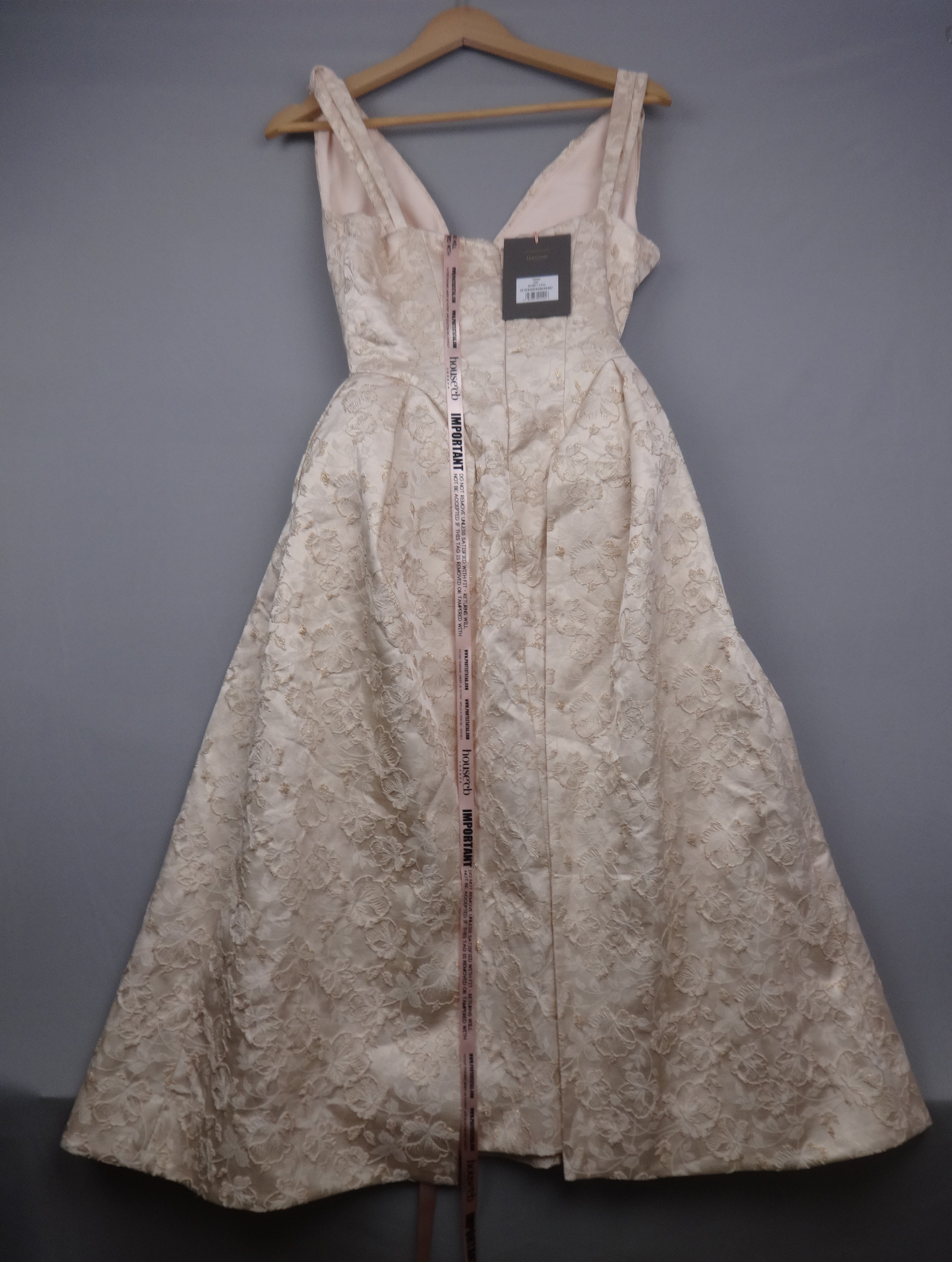 House of CB Paloma Ivory Jacquard Occasion Dress With Pockets – Small