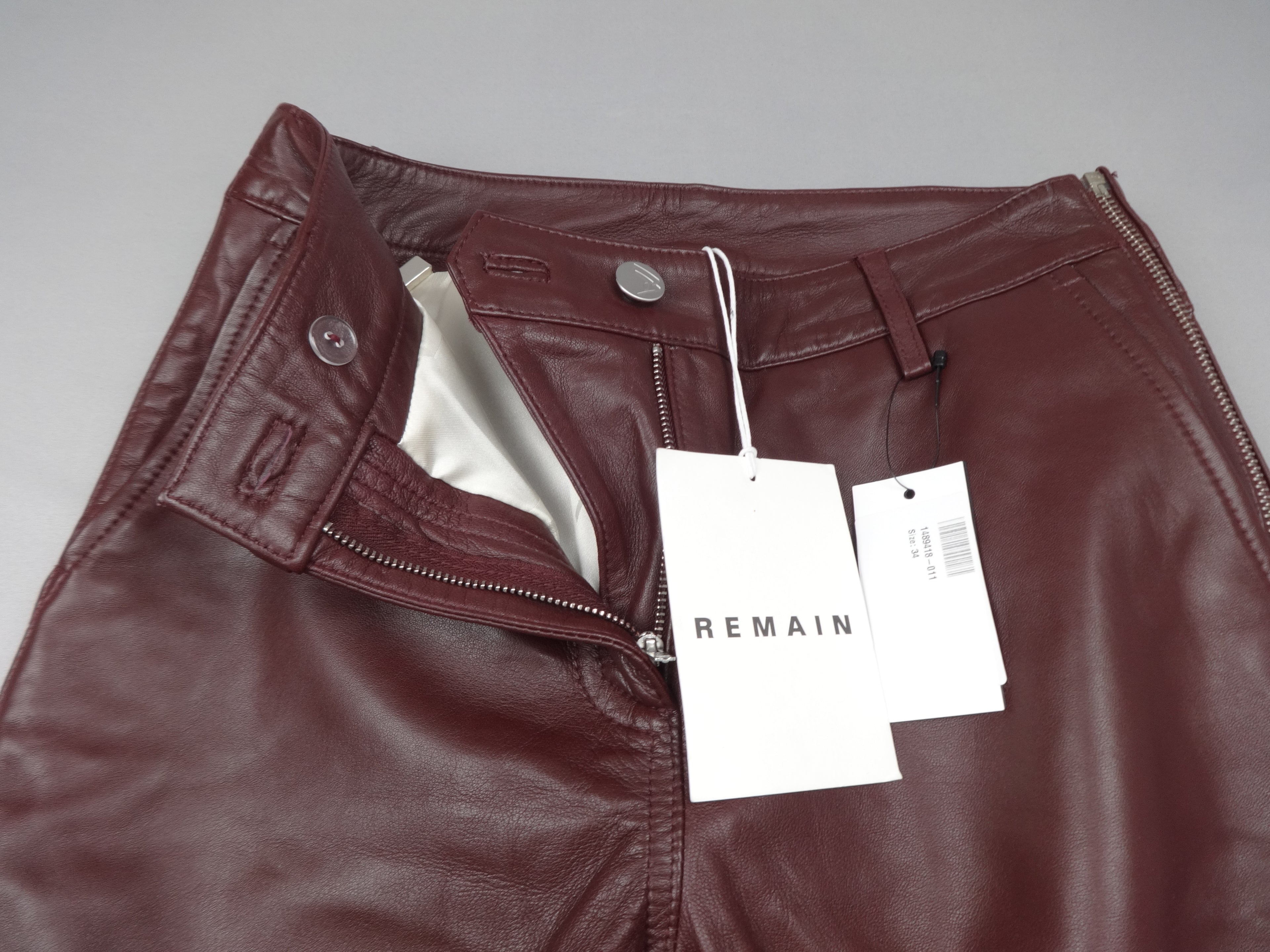 Remain Women’s Burgundy Leather Flared Pants – UK 6