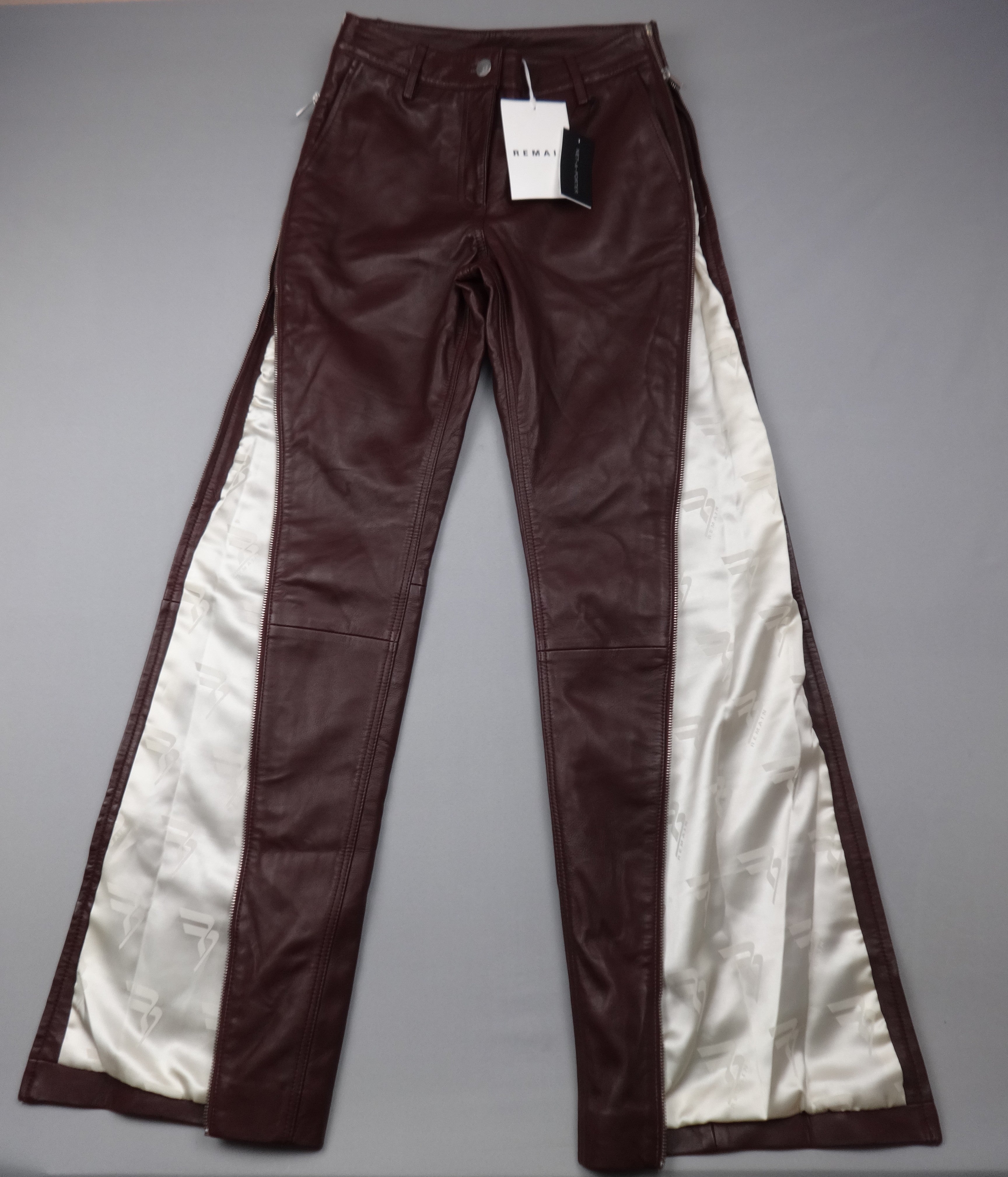 Remain Women’s Burgundy Leather Flared Pants – UK 6
