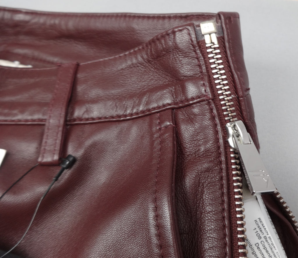 Remain Women’s Burgundy Leather Flared Pants – UK 6