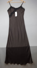 Gerard Darel Parisian Satin Slip Maxi Dress in Brown – Size 2