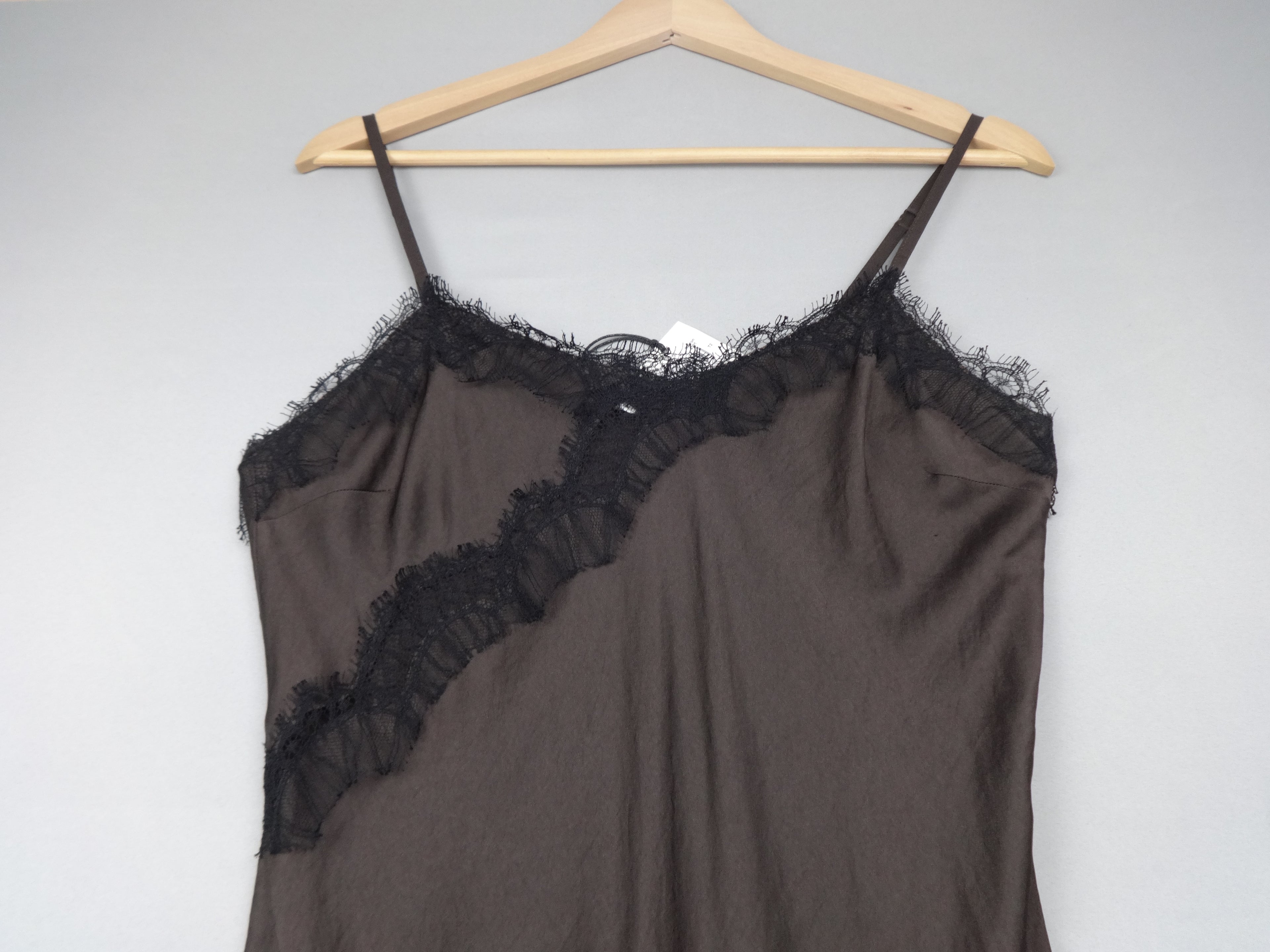 Gerard Darel Parisian Satin Slip Maxi Dress in Brown – Size 2