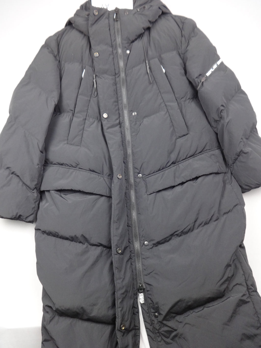 Replay Black Longline Hooded Puffer Coat – Medium