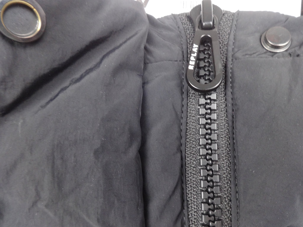 Replay Black Longline Hooded Puffer Coat – Medium