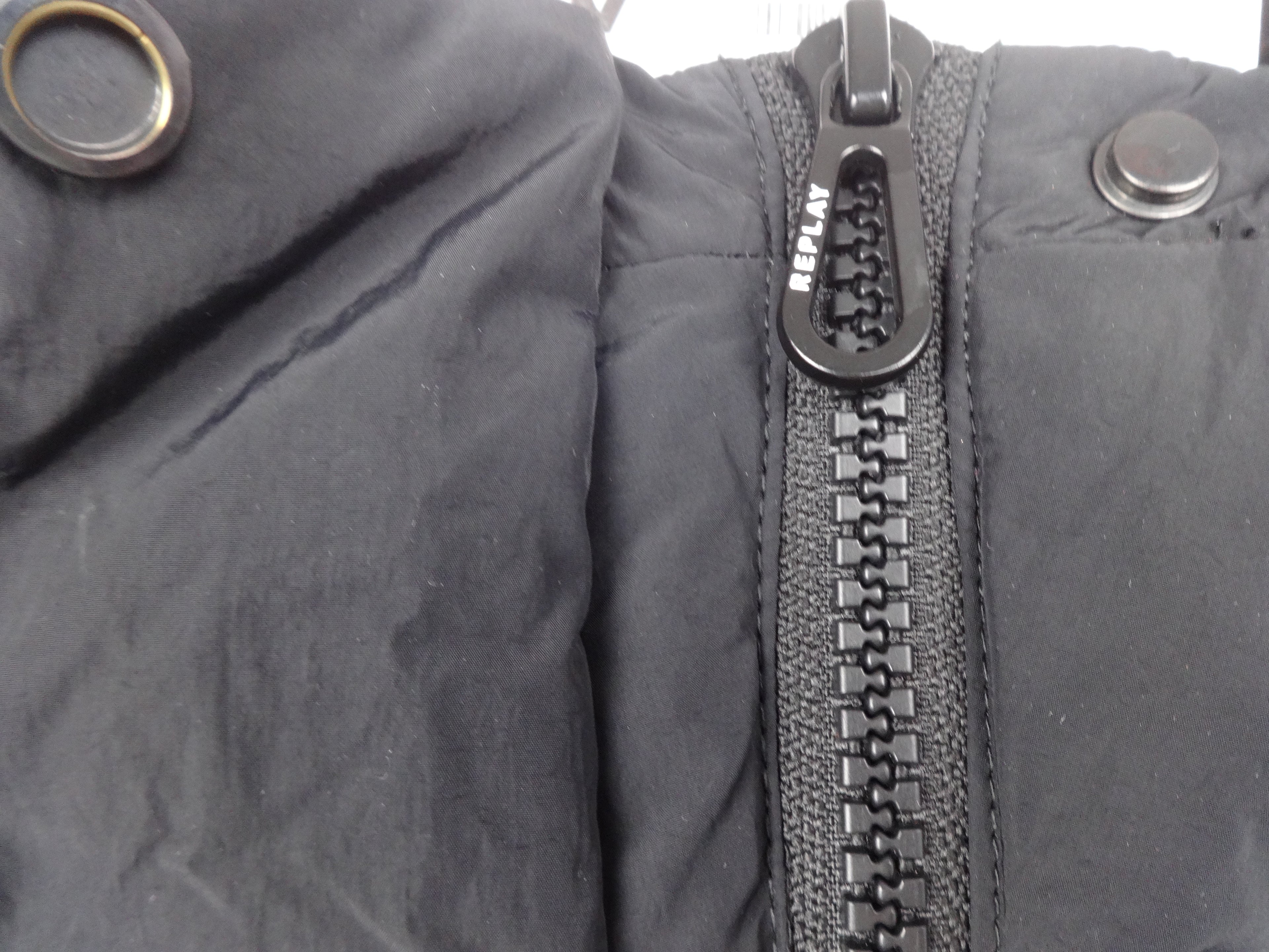 Replay Black Longline Hooded Puffer Coat – Medium