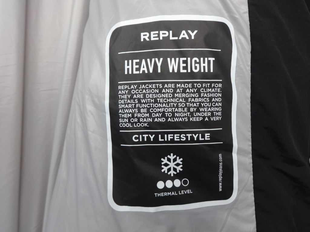 Replay Black Longline Hooded Puffer Coat – Medium