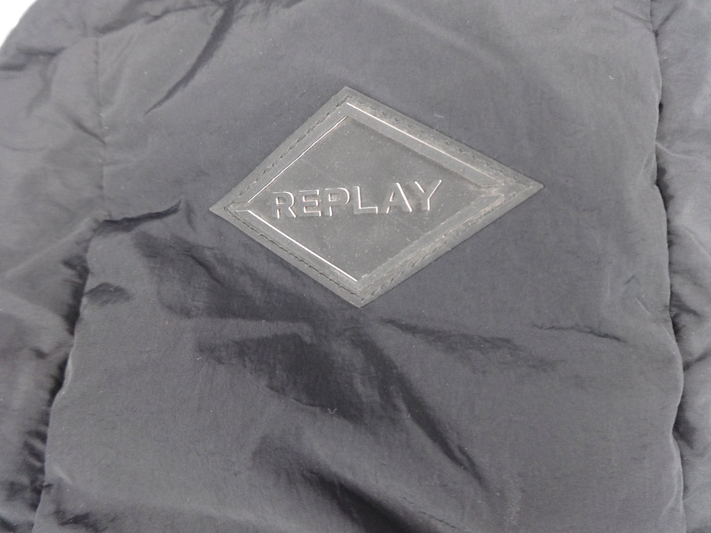 Replay Black Longline Hooded Puffer Coat – Medium