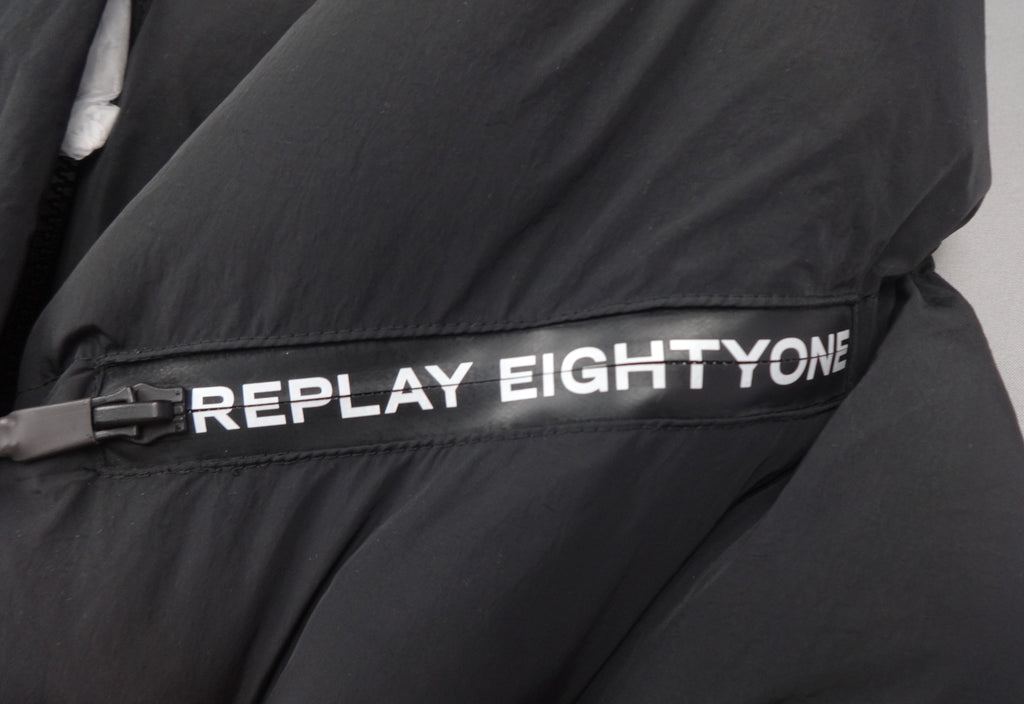 Replay Black Longline Hooded Puffer Coat – Medium