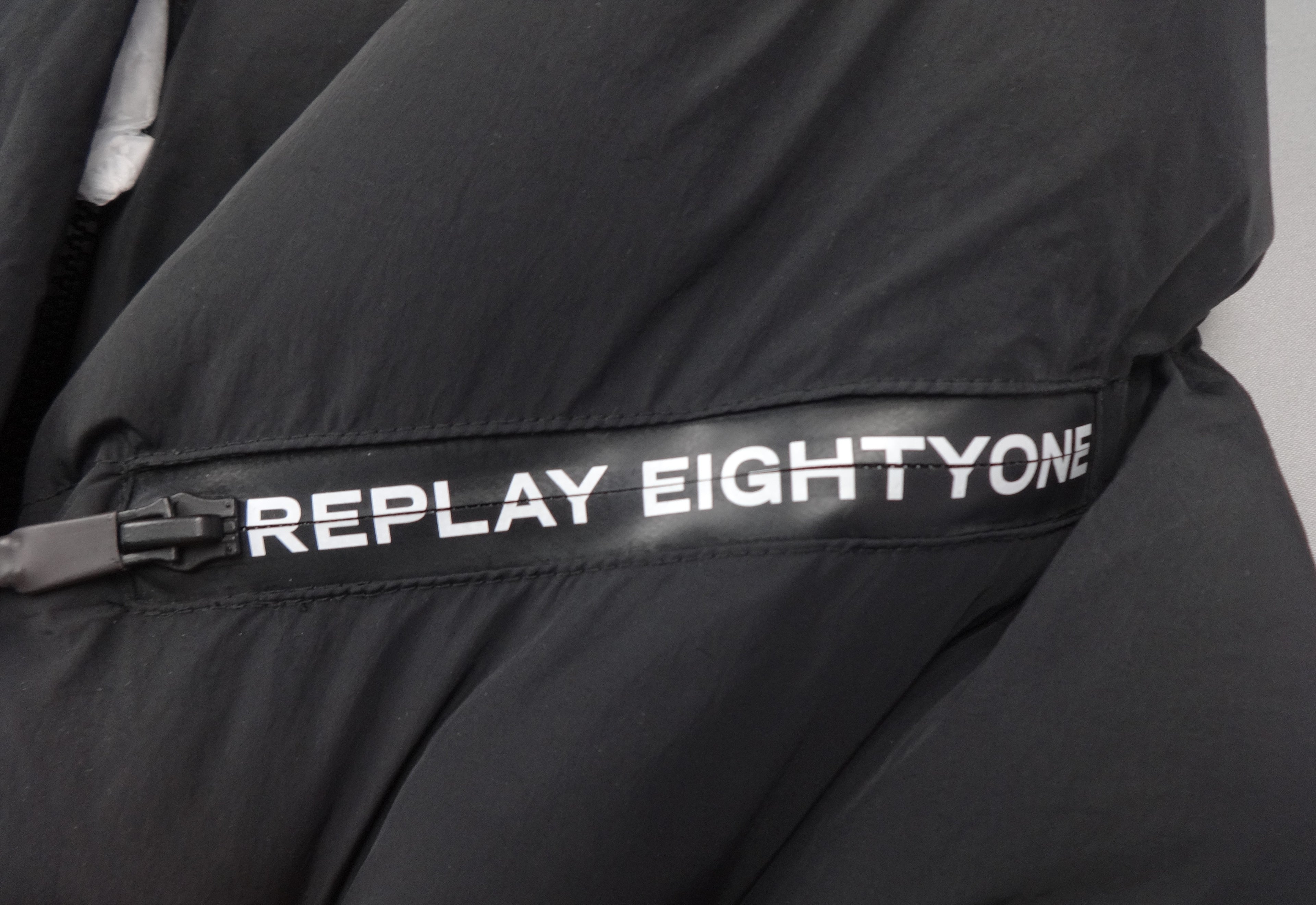 Replay Black Longline Hooded Puffer Coat – Medium