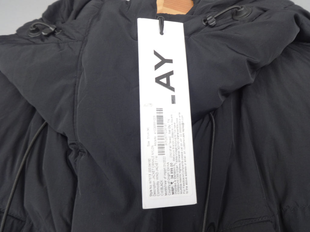 Replay Black Longline Hooded Puffer Coat – Medium
