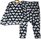 F&F Pyjama Set Black White Heart Print
