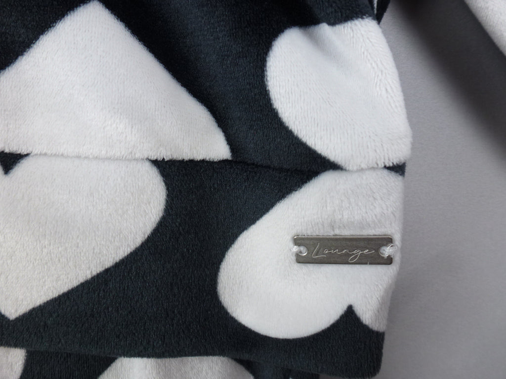 F&F Pyjama Set Black White Heart Print