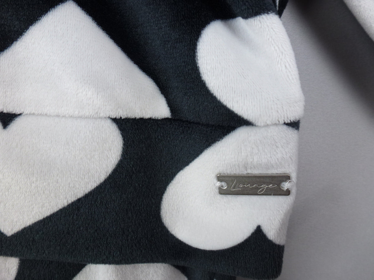 F&F Pyjama Set Black White Heart Print