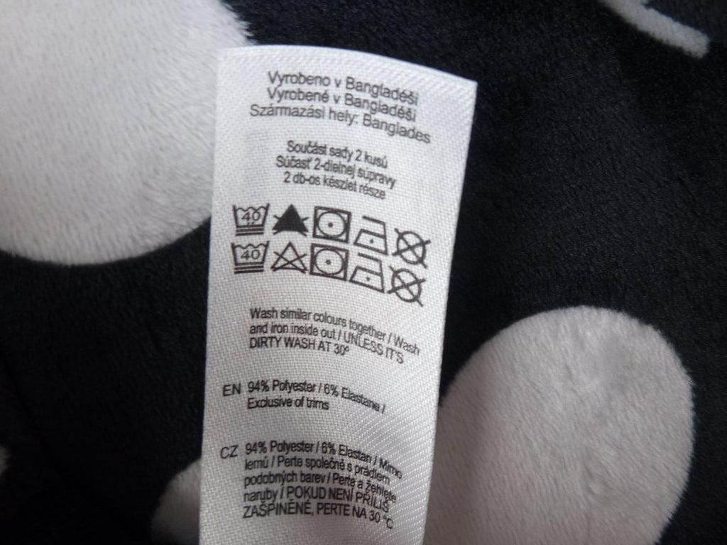 F&F Pyjama Set Black White Heart Print