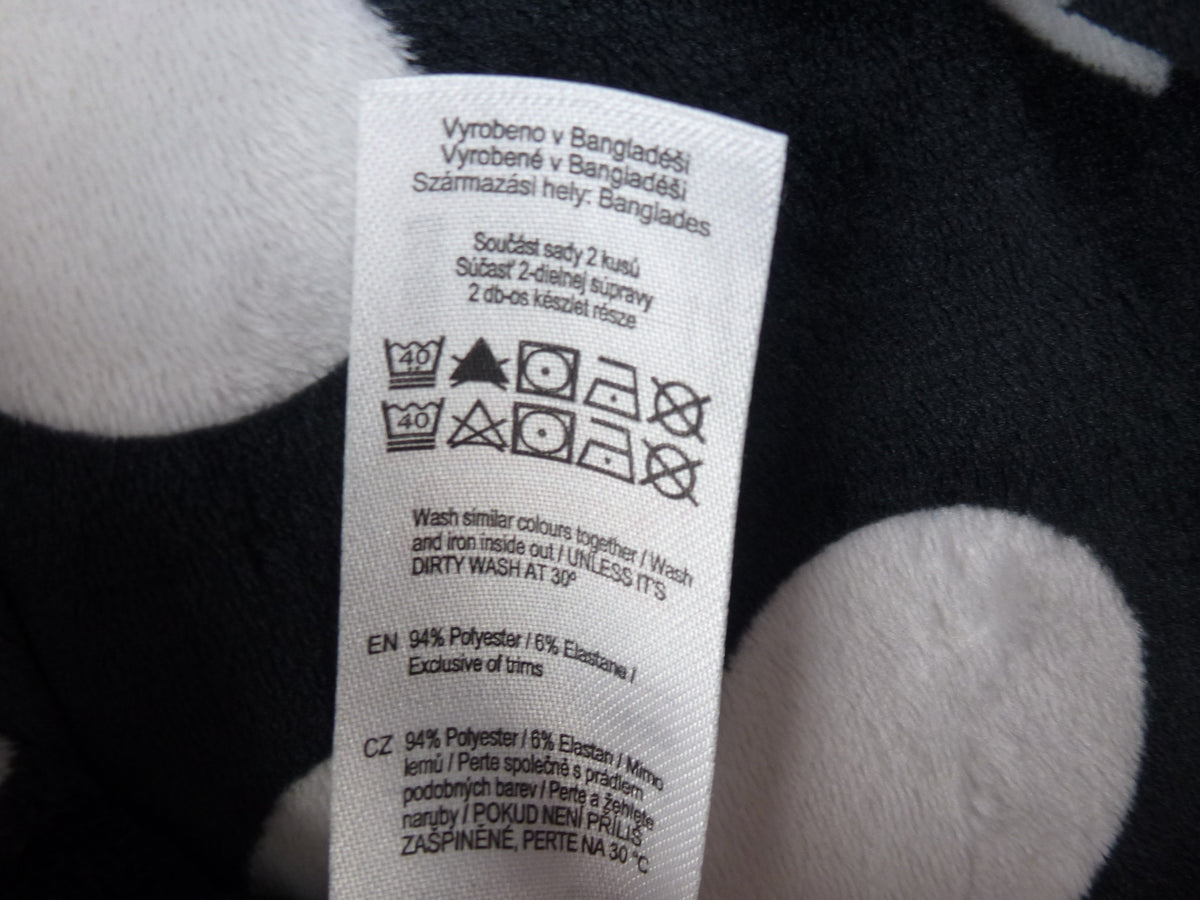F&F Pyjama Set Black White Heart Print
