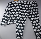 F&F Pyjama Set Black White Heart Print