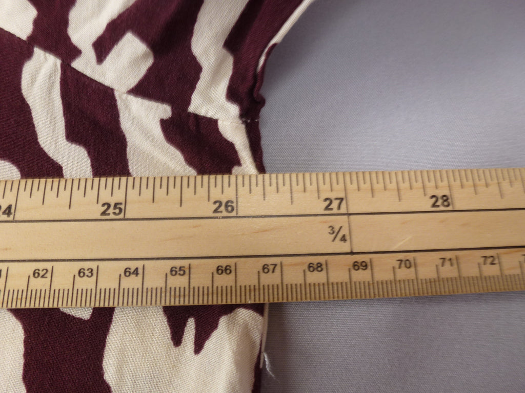 F&F Smock Dress Burgundy Cream Ikat Print