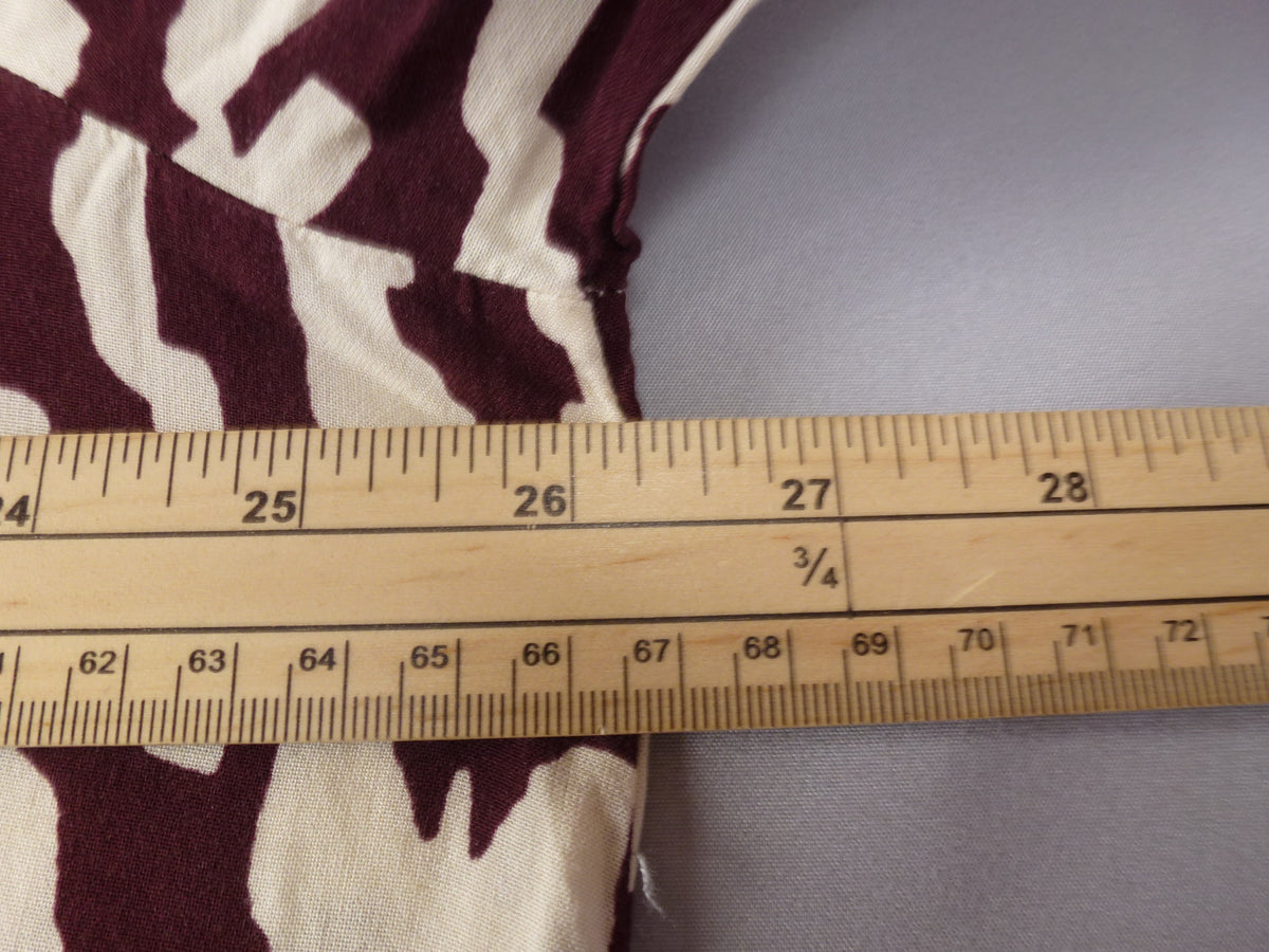 F&F Smock Dress Burgundy Cream Ikat Print