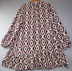 F&F Smock Dress Burgundy Cream Ikat Print