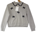 Zara Jumper Grey Bow Embroidered