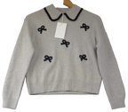 Zara Jumper Grey Bow Embroidered