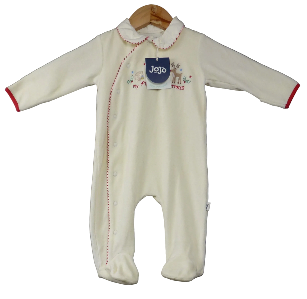 JoJo Maman Bebe My First Christmas Reindeer Cream Romper