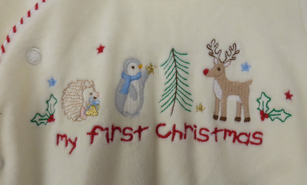 JoJo Maman Bebe My First Christmas Reindeer Cream Romper