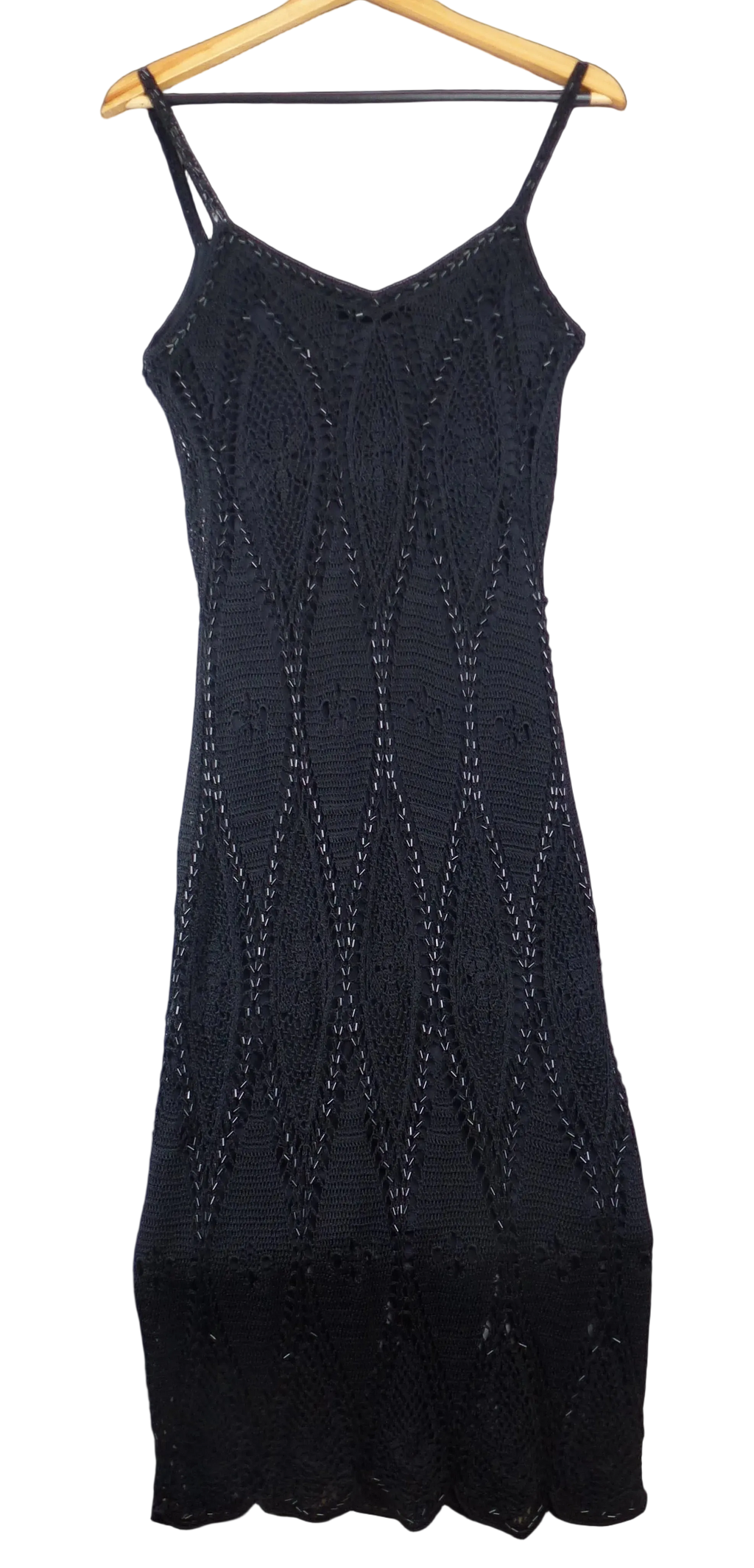 Karen Millen Hand Crochet Vintage Black Dress