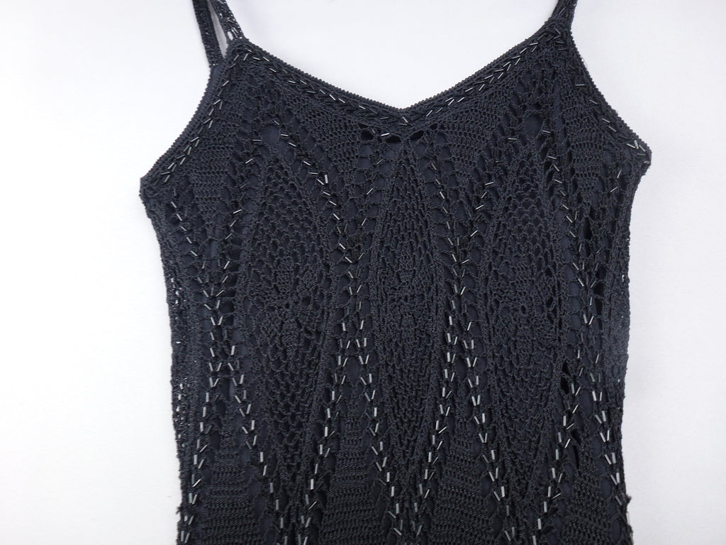 Karen Millen Hand Crochet Vintage Black Dress