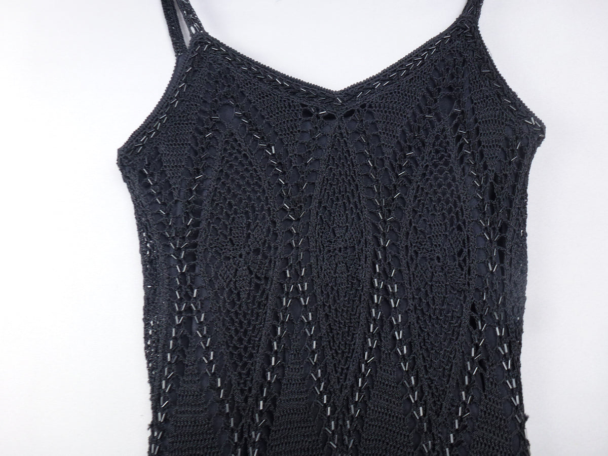 Karen Millen Hand Crochet Vintage Black Dress