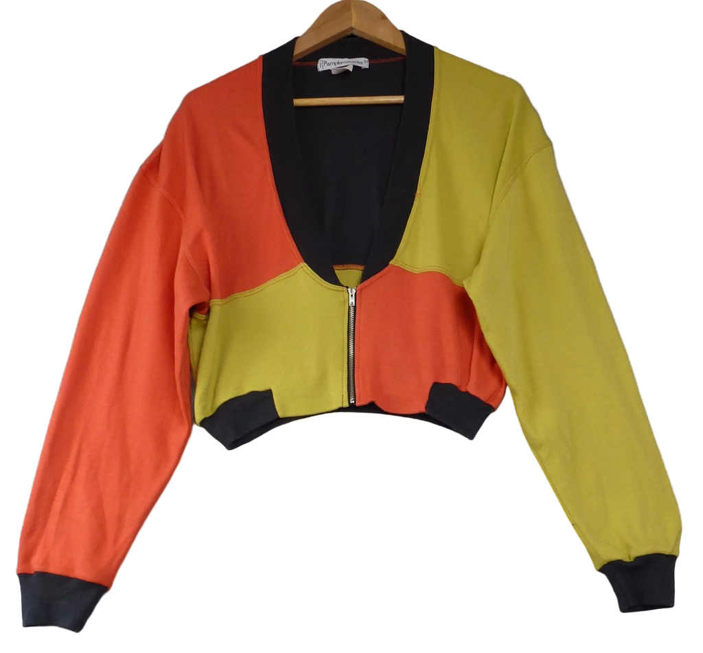 Vintage Pamplemousse Colour Block Cropped Jacket