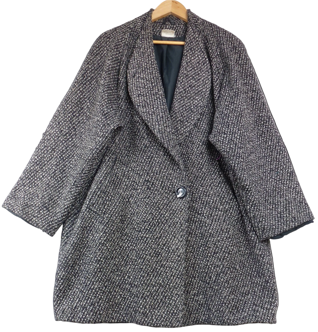 Wool Blend Oversized Black & White Coat