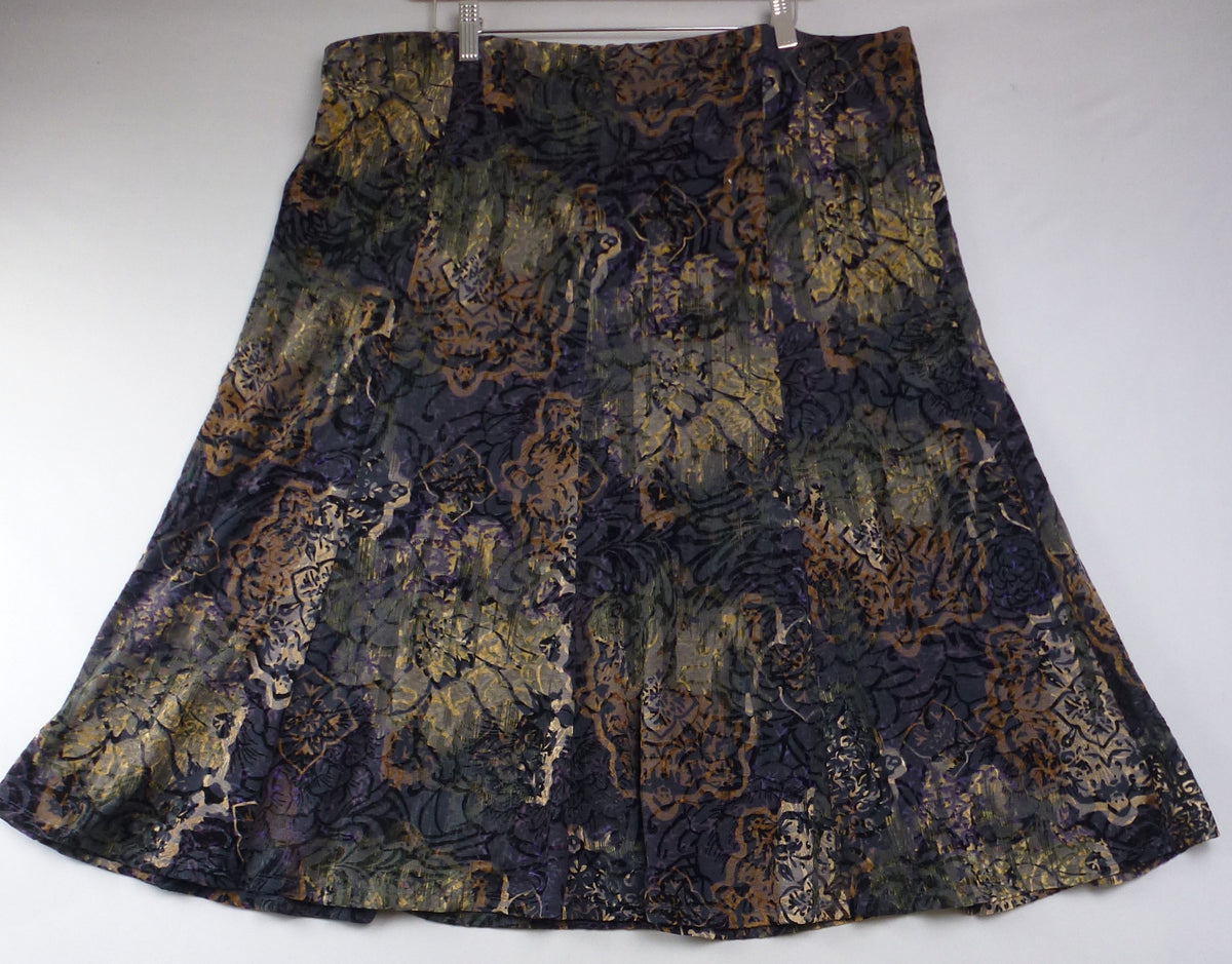 M&S Skirt Olive & Purple Devore Velvet
