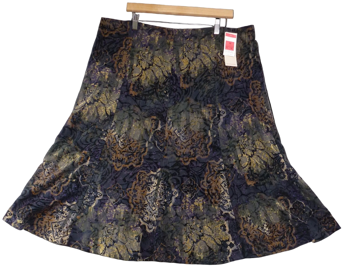 M&S Skirt Olive & Purple Devore Velvet