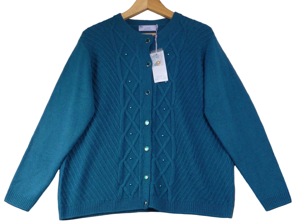 Honor Millburn Teal Cable Knit Cardigan