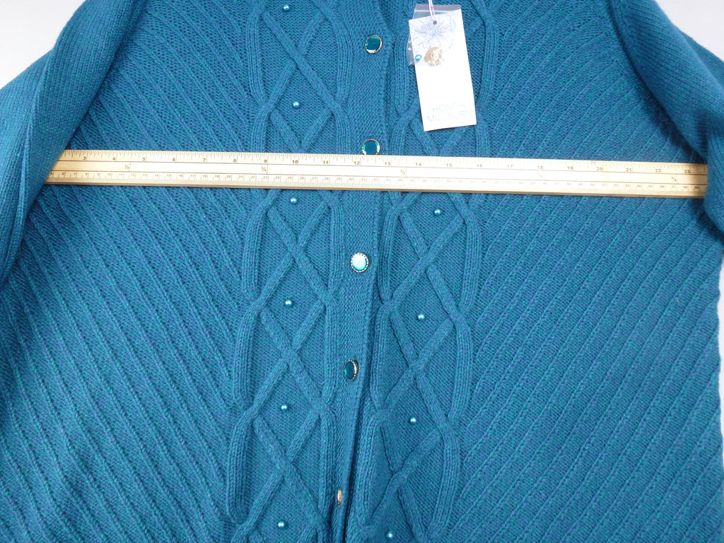 Honor Millburn Teal Cable Knit Cardigan