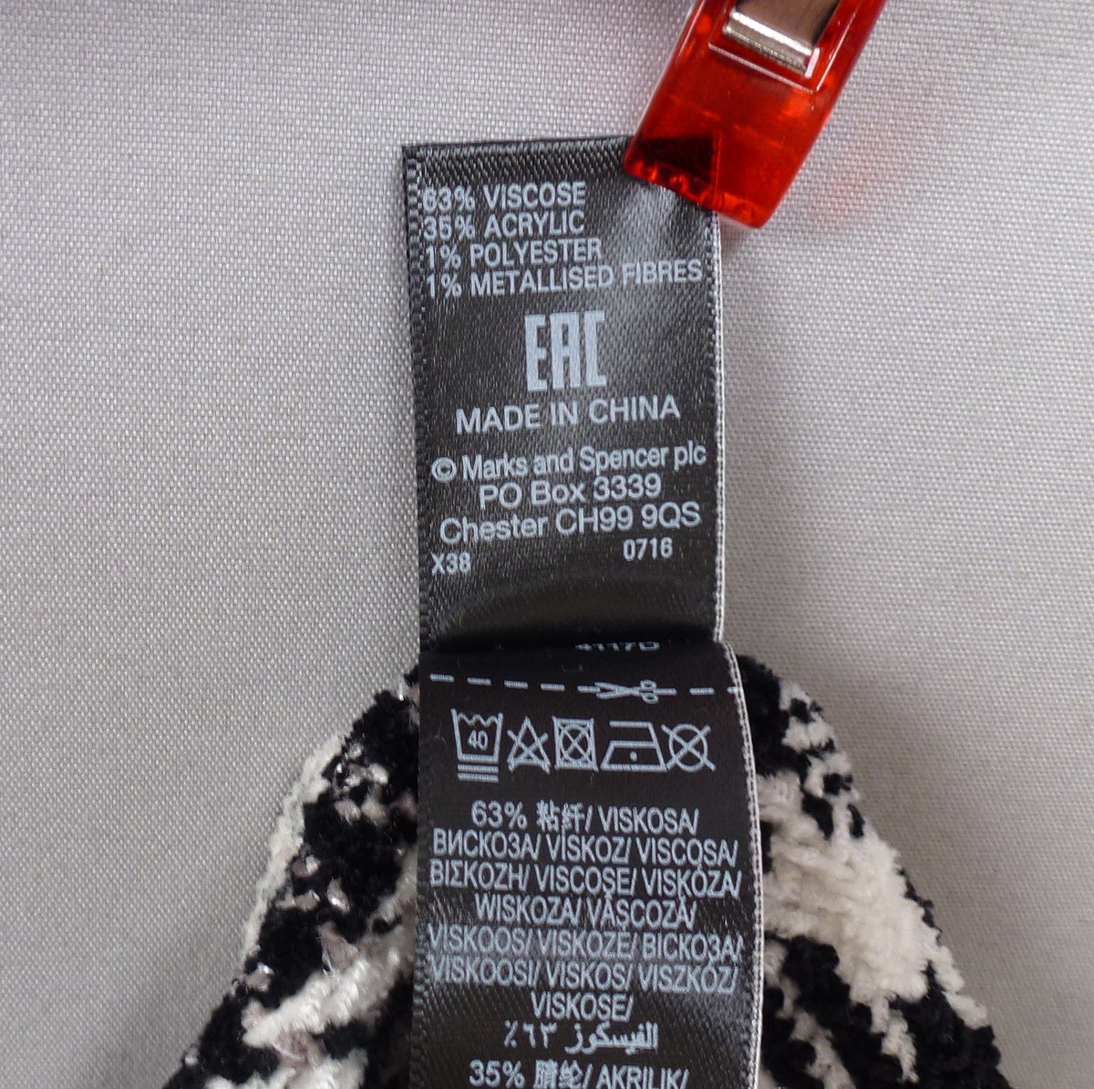 M&S Black & White Check Scarf and Gloves Gift Set