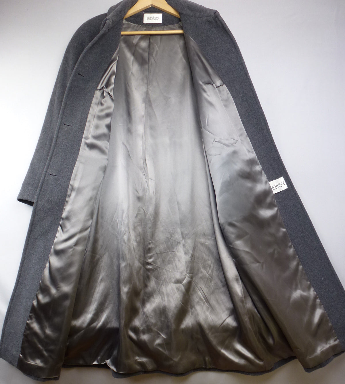 Eastex Grey Cashmere Wool Blend Longline Overcoat