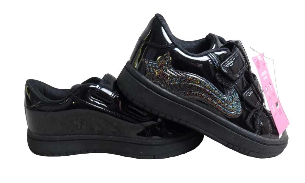 George Black Patent Light Up Glitter School Shoes