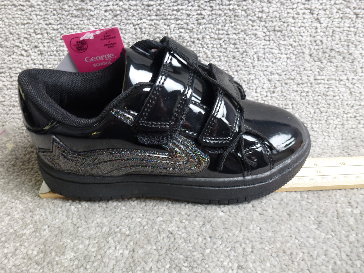 George Black Patent Light Up Glitter School Shoes
