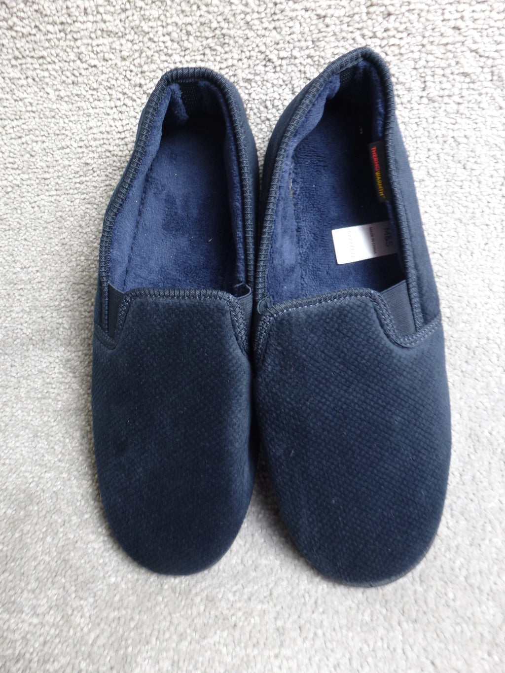 M&S Navy Slippers Thermowarm Memory Foam