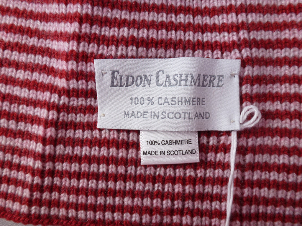 Eldon 100% Cashmere Red & Pink Scarf Made In Scotland