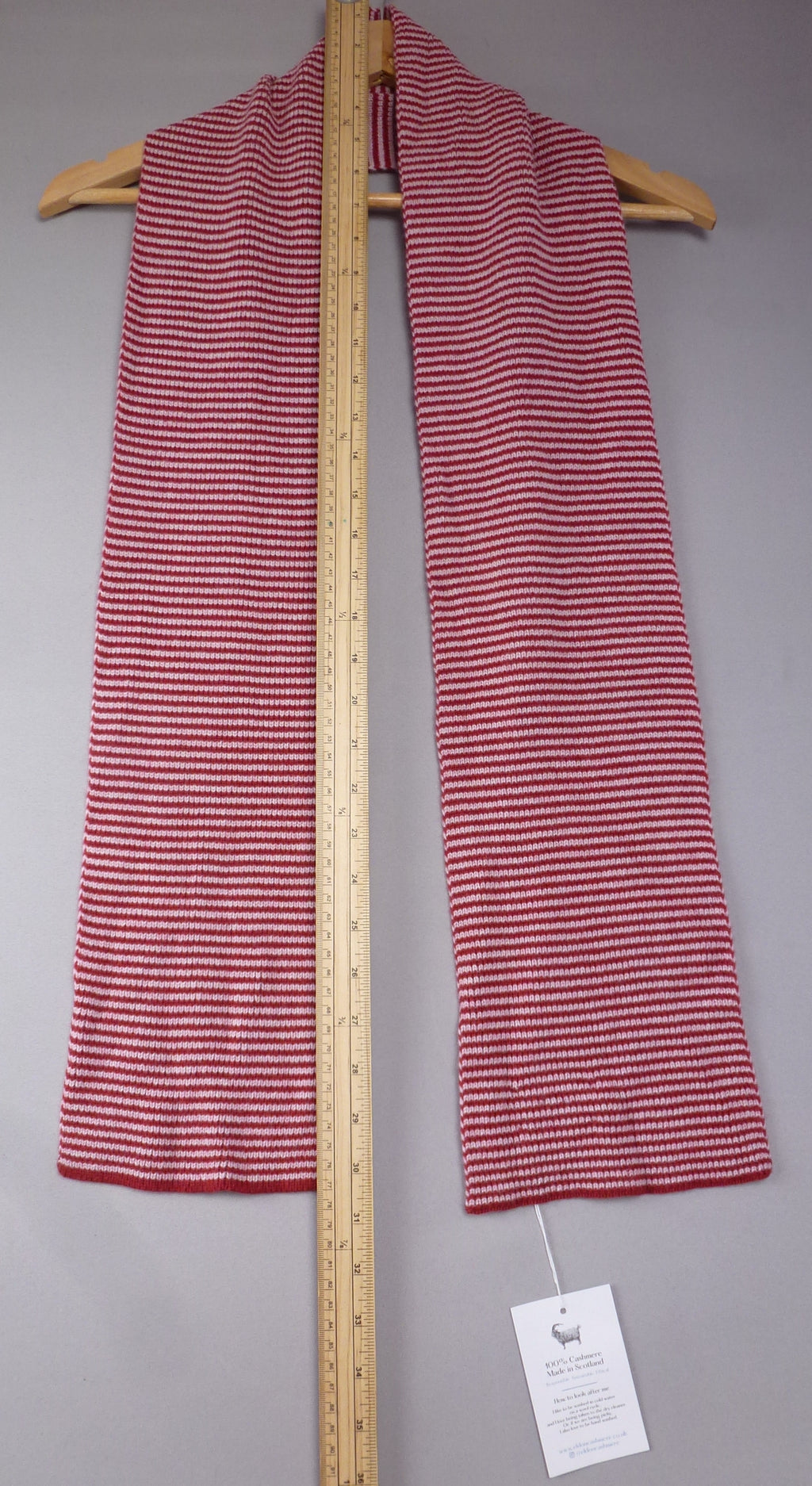 Eldon 100% Cashmere Red & Pink Scarf Made In Scotland