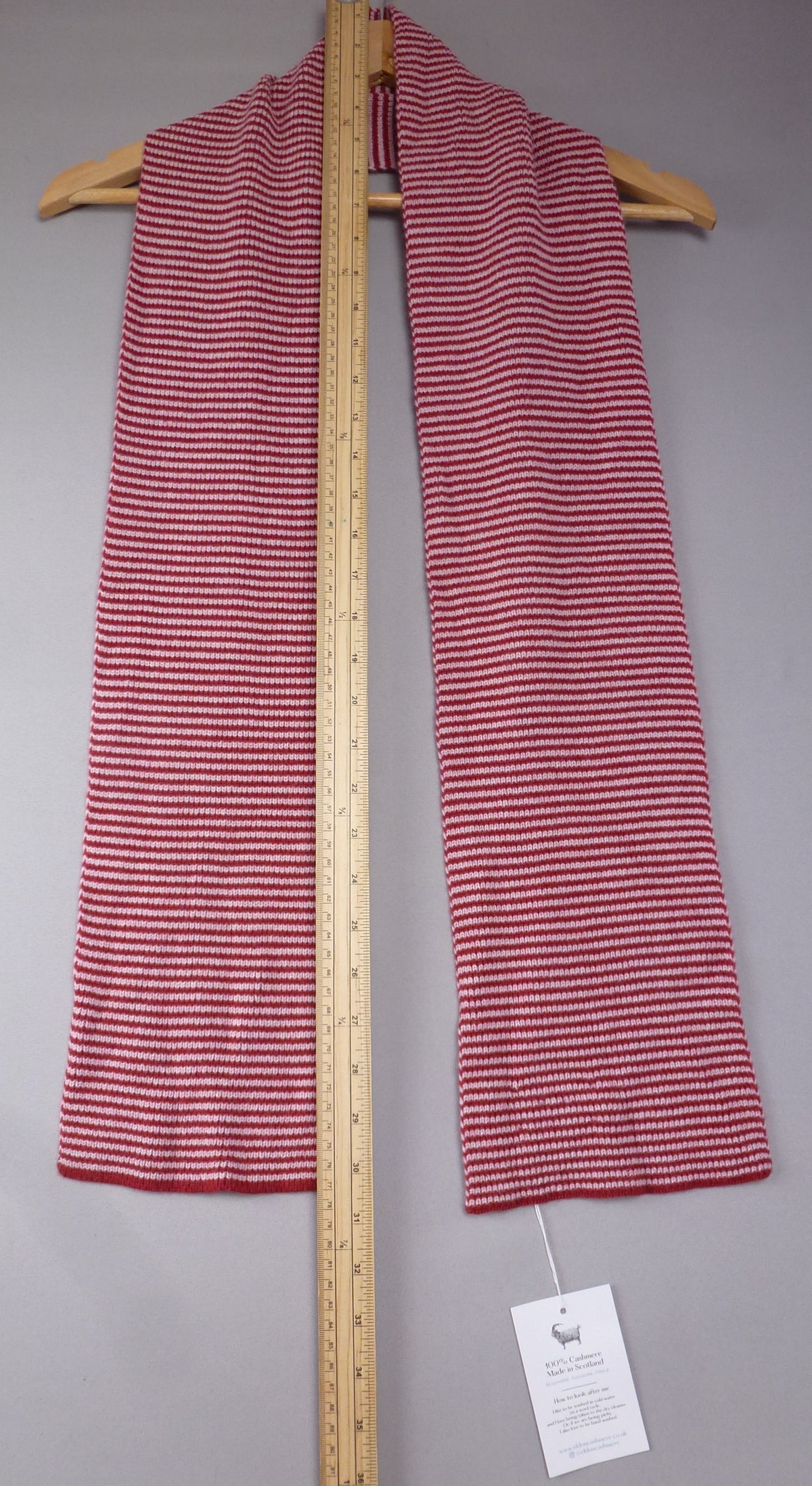 Eldon 100% Cashmere Red & Pink Scarf Made In Scotland