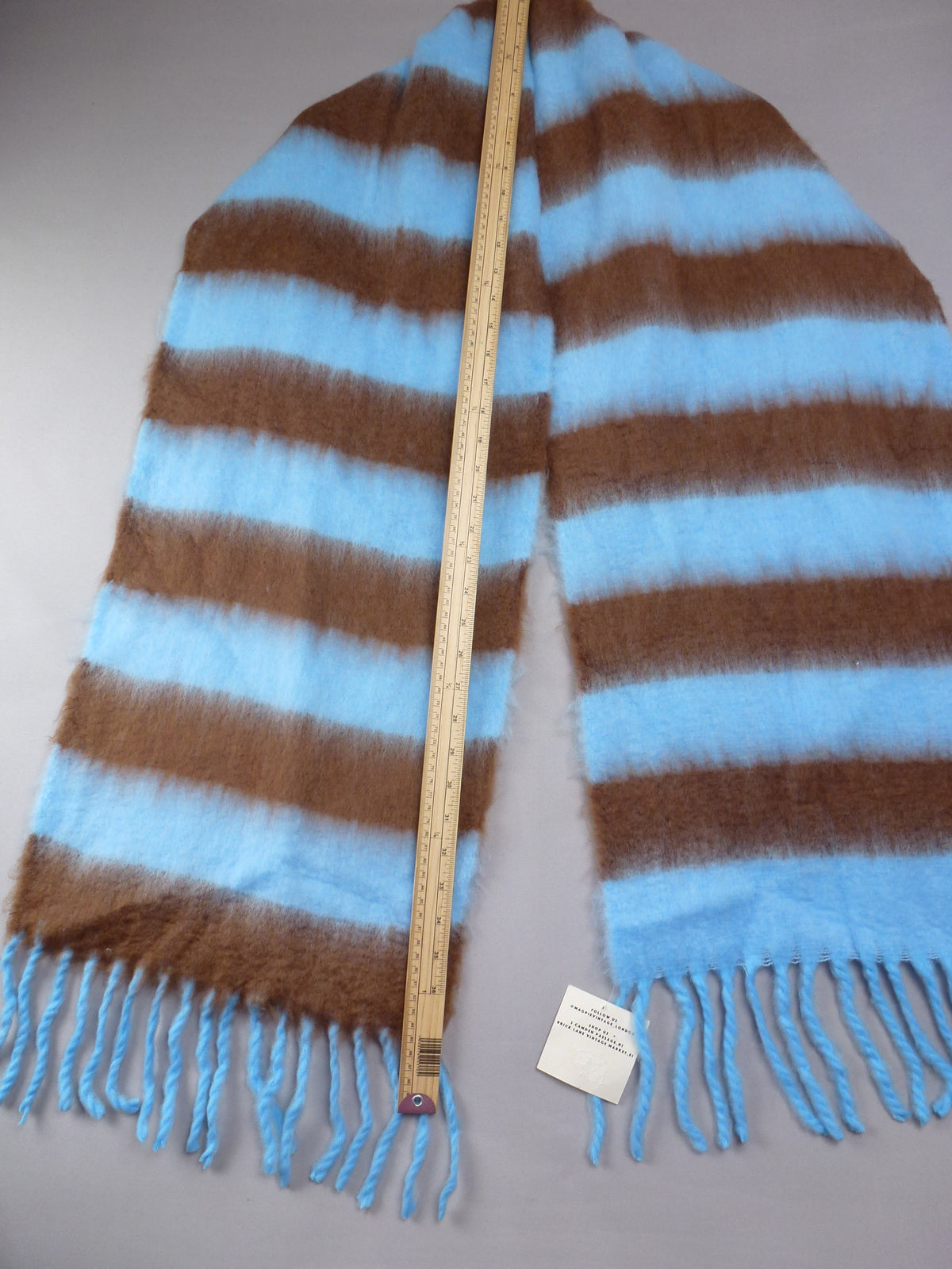Oversized Scarf Blue Brown Striped