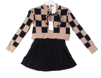 Max Studio Black & Beige Jumper Skirt & Headband Set