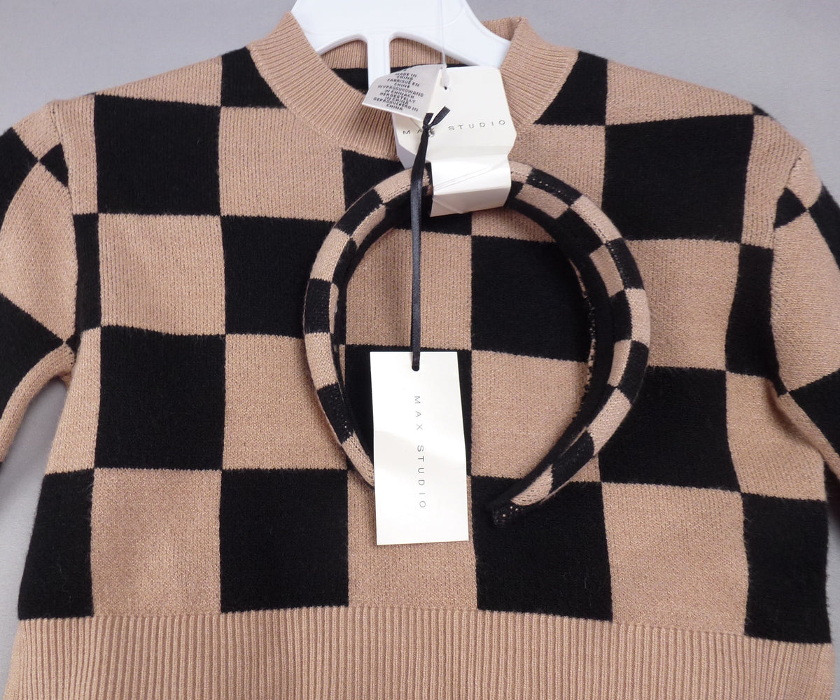 Max Studio Black & Beige Jumper Skirt & Headband Set