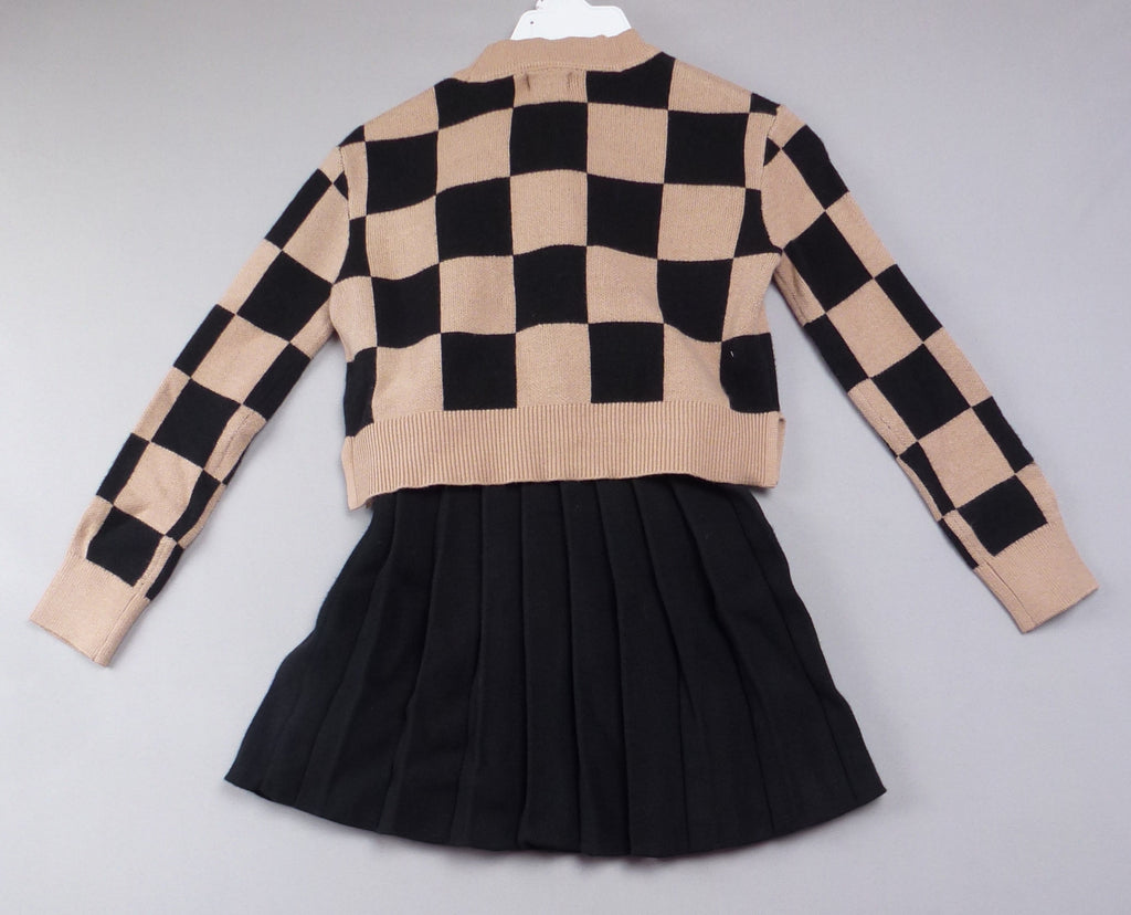 Max Studio Black & Beige Jumper Skirt & Headband Set
