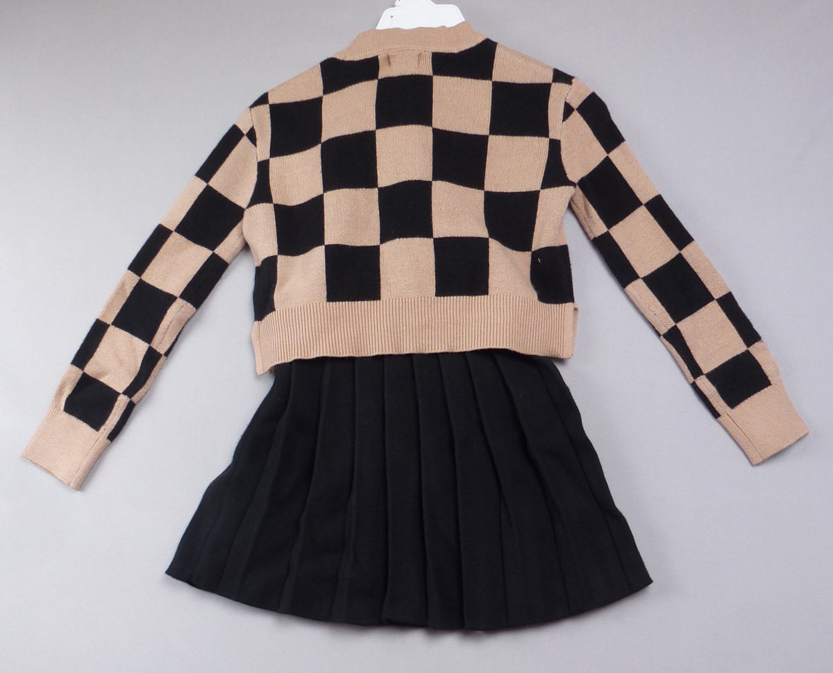 Max Studio Black & Beige Jumper Skirt & Headband Set