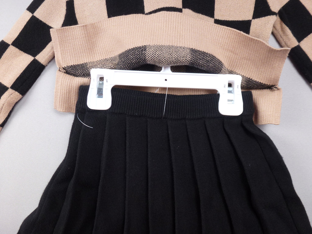Max Studio Black & Beige Jumper Skirt & Headband Set